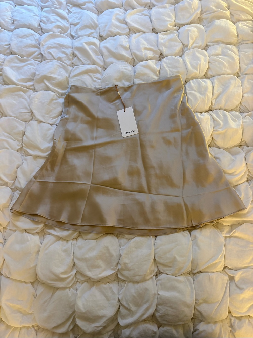 NWT Quince Women's Champagne Beige Satin A-Line Skirt Never Worn